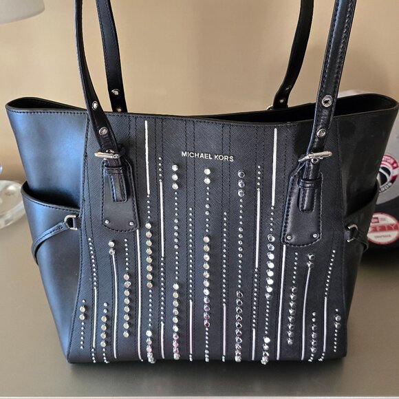 Michael Kors Studded Purse, Black, smoke free - Picture 1 of 7